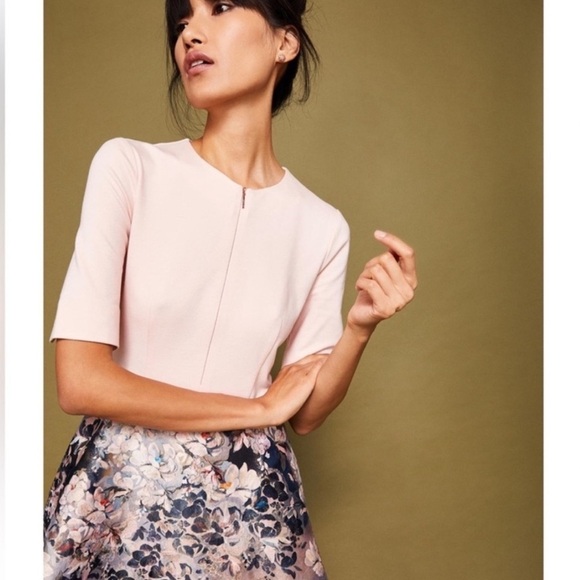 Ted Baker Armalia Pink Floral Jacquard Skater Dress Size 2 - Picture 4 of 15